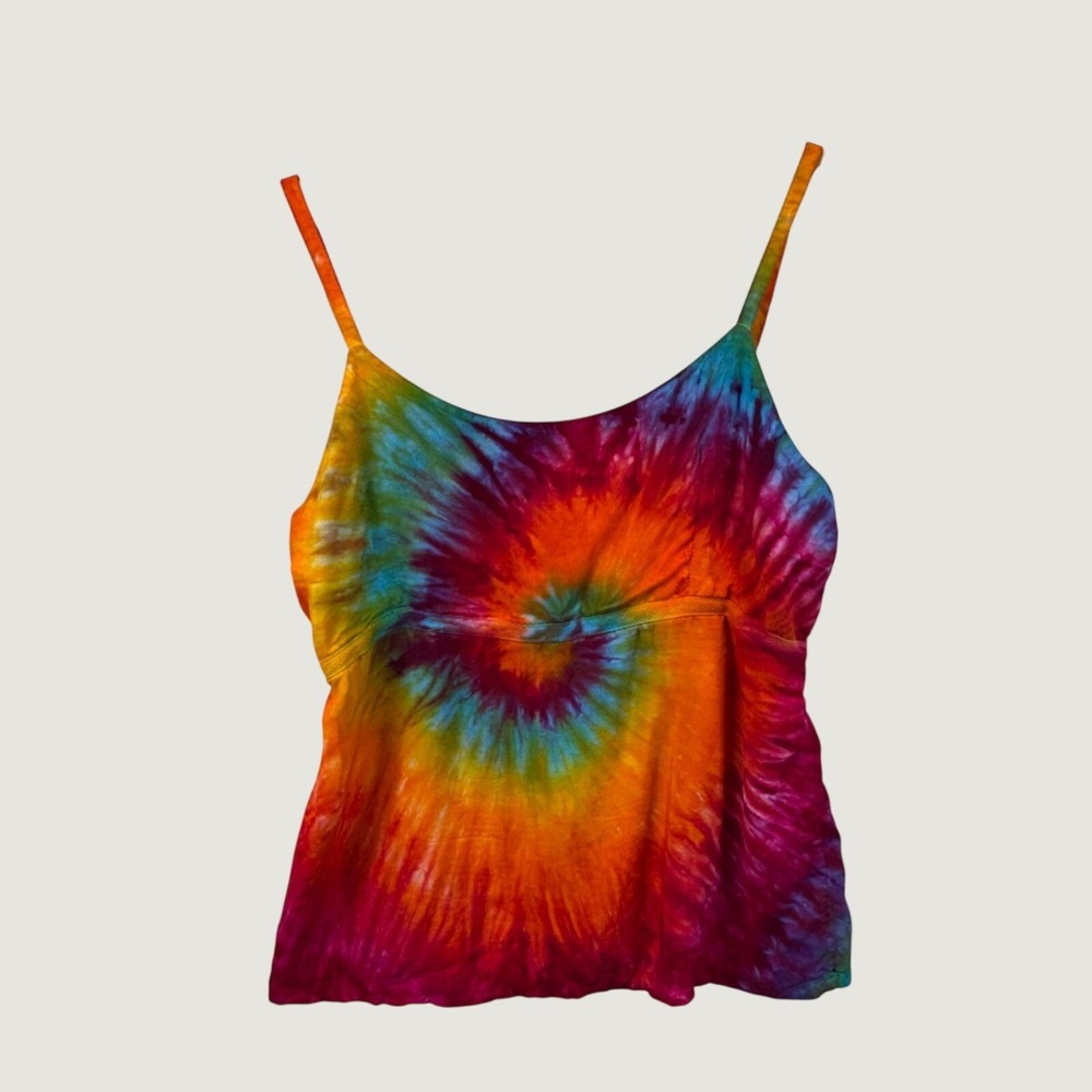 Dharma Trading Co Tie Dye Cami Womens Large Multicolor Boho Hippie Tie‎ Back Top
